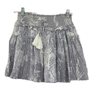 Surf Gypsy Women's M Tiered Mini Skirt Micro Gray‎ Snake Boho Viscose